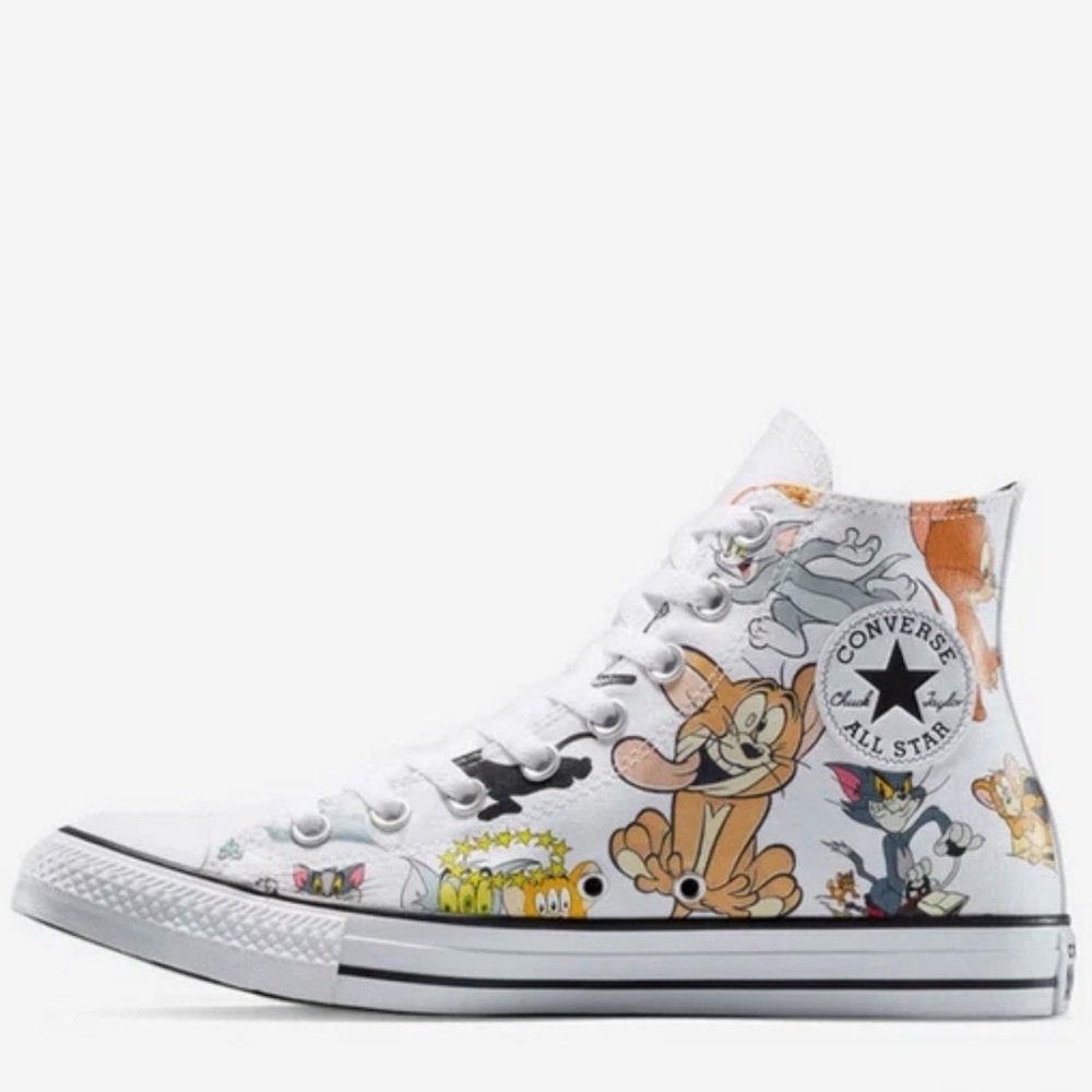 Converse Chuck Taylor Tom & Jerry All Star Hi All-Over Print White Mens Sz 12